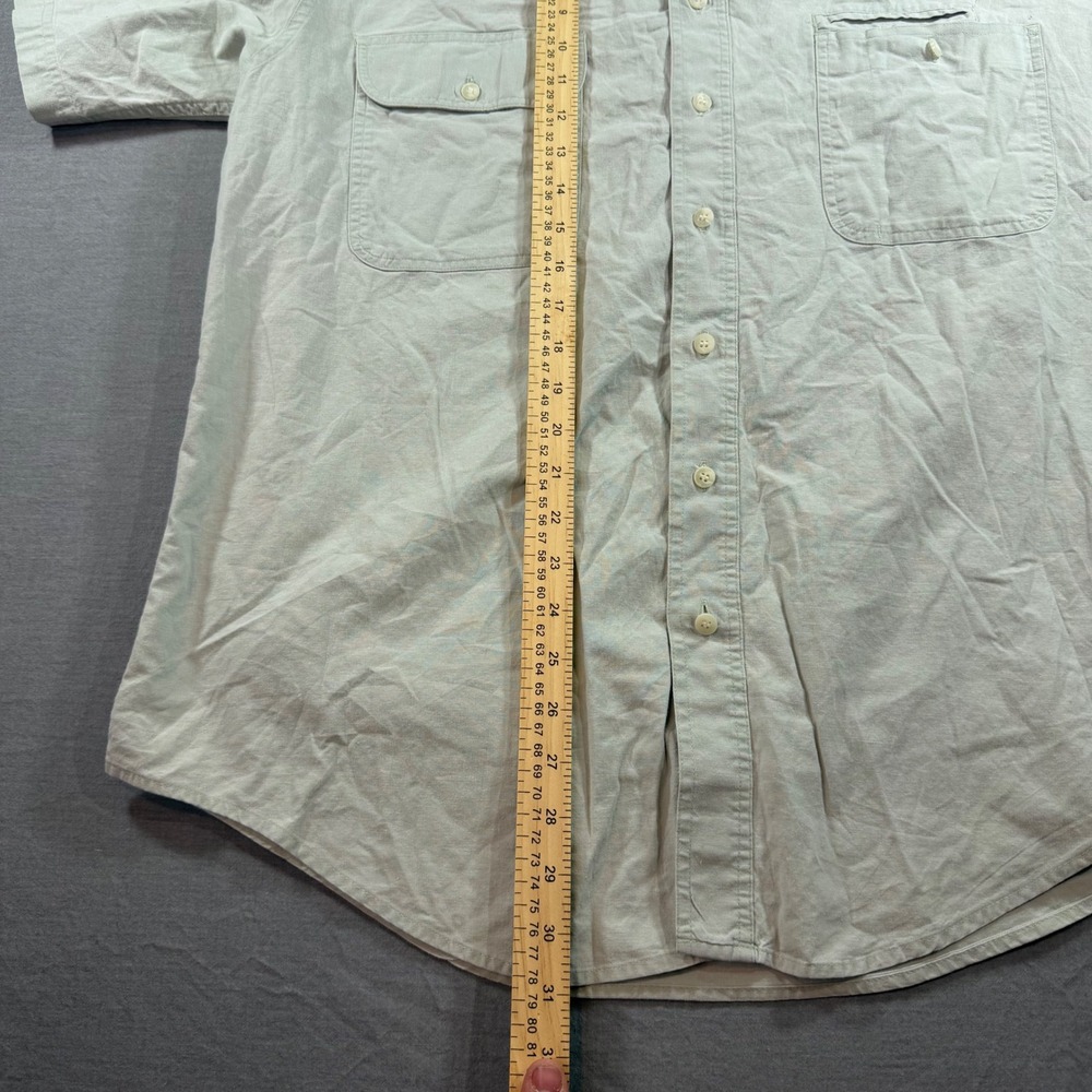 Woolrich Button Down Shirt Mens L Tan Cotton Short Sleeve Utility Pockets EUC - Picture 4 of 8